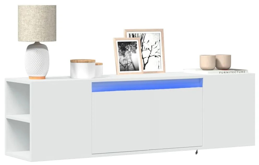 Mobile Tv A Parete Con Luci Led Bianco 135x31x39,5 Cm /