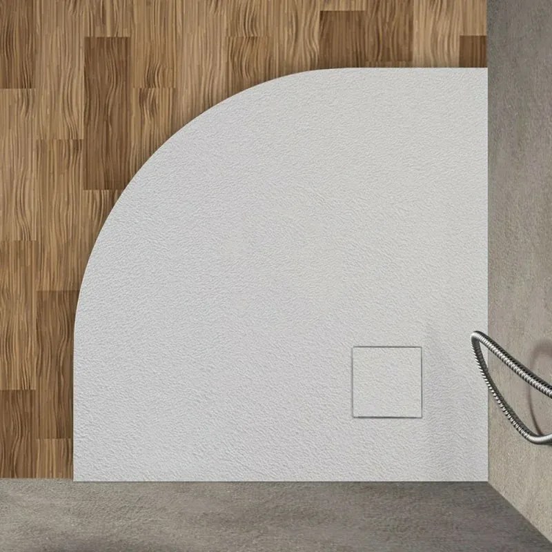 Piatto doccia 90x90 semicircolare bianco pietra in resina riducibile Agorà