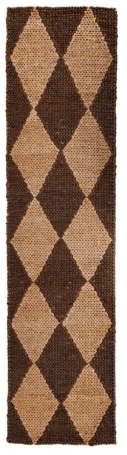 Passatoia marrone/di colore naturale in misto iuta tessuta a mano 60x230 cm Effie Diamond – Flair Rugs