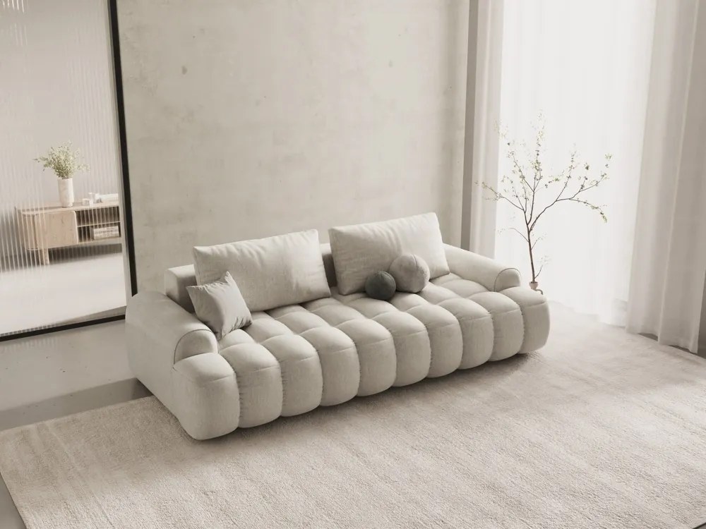 Divano letto Linz 4 posti con vano contenitore in tessuto strutturato – L250 cm