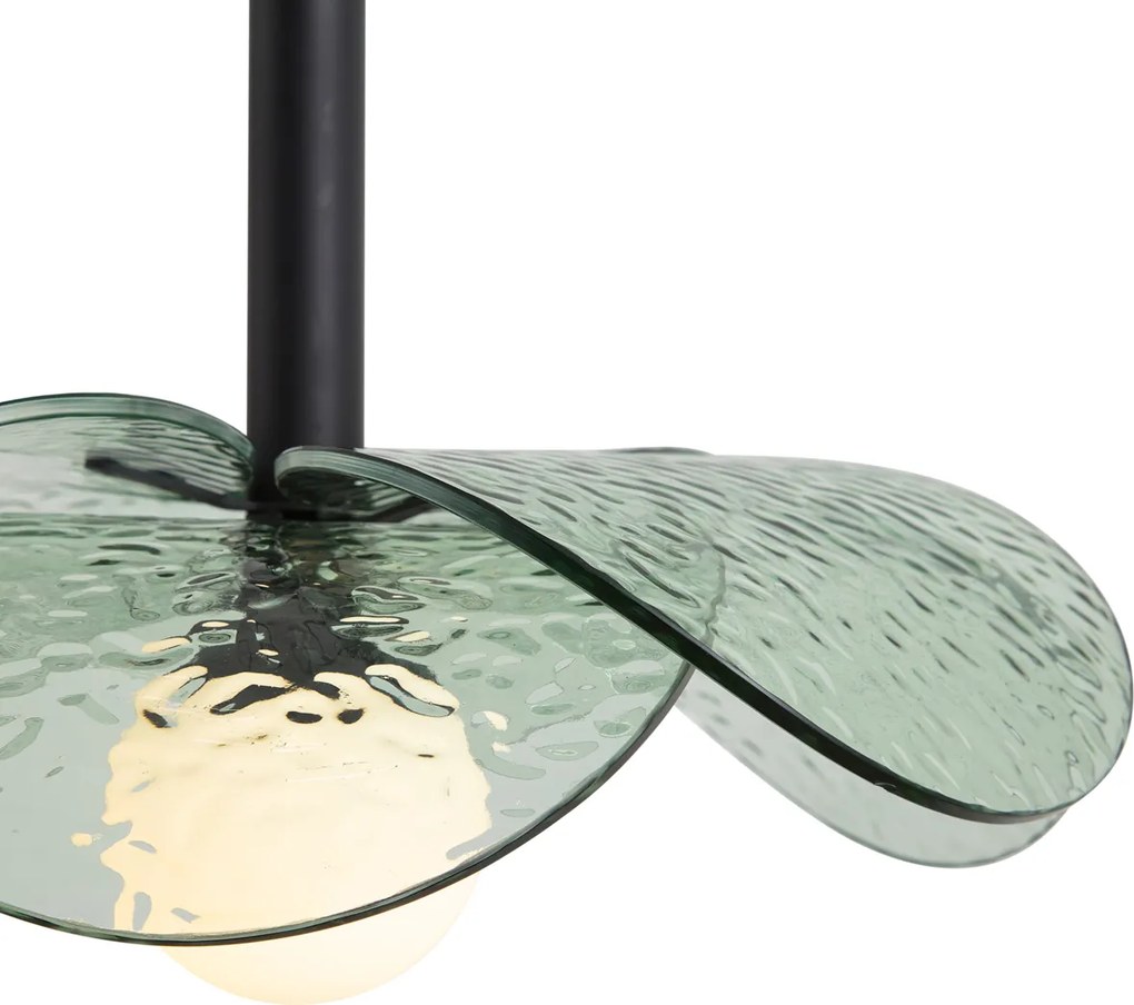 Lampada a sospensione di design nera con vetro verde - Kemner