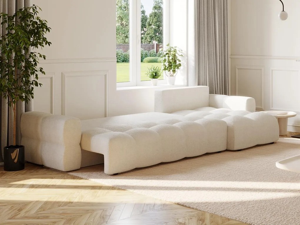 Divano letto angolare reversibile in Tessuto bouclette Beige - ISSORO