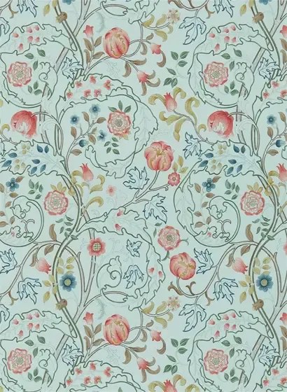 Morris & Co. Tapete Mary Isobel - Silk Blue/ Pink