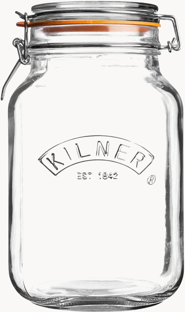 Set di 4 barattoli quadrati in vetro con chiusura a clip Kilner