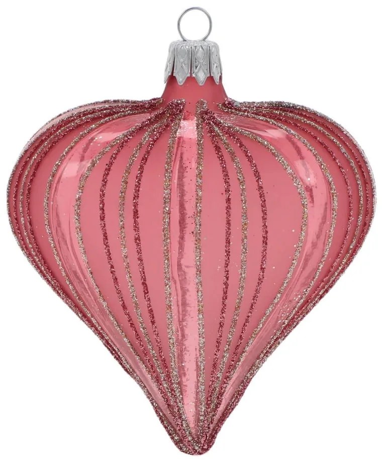 Decorazioni per albero di natale in set in vetro soffiate a mano 3 pz 9 cm Heart – Ego Dekor