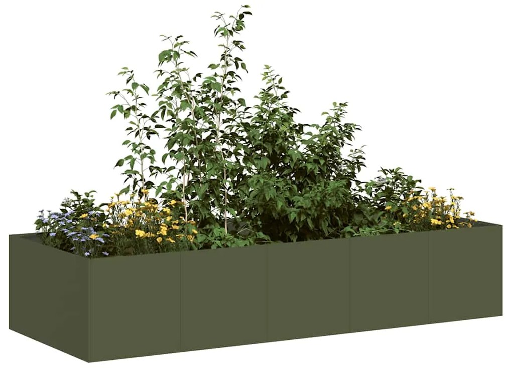 Fioriera Verde Oliva 200x80x40 Cm İn Acciaio /
