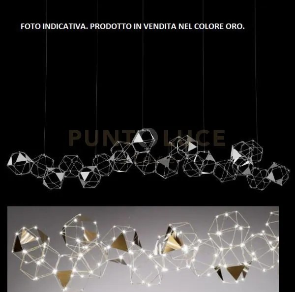 Lucciola 21  pro lampada a sospensione, oro con triangolo in metall...