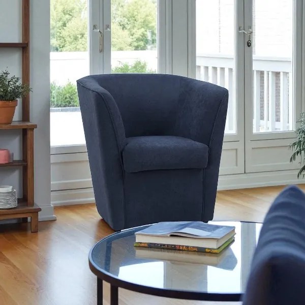 Poltrona Blu in tessuto antimacchia moderna imbottita