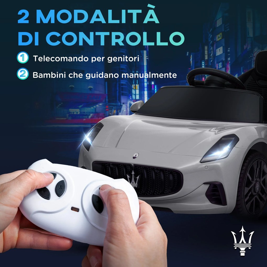 Macchina Elettrica per Bambini con Licenza Maserati Gran Turismo Folgore 12V Grigio...