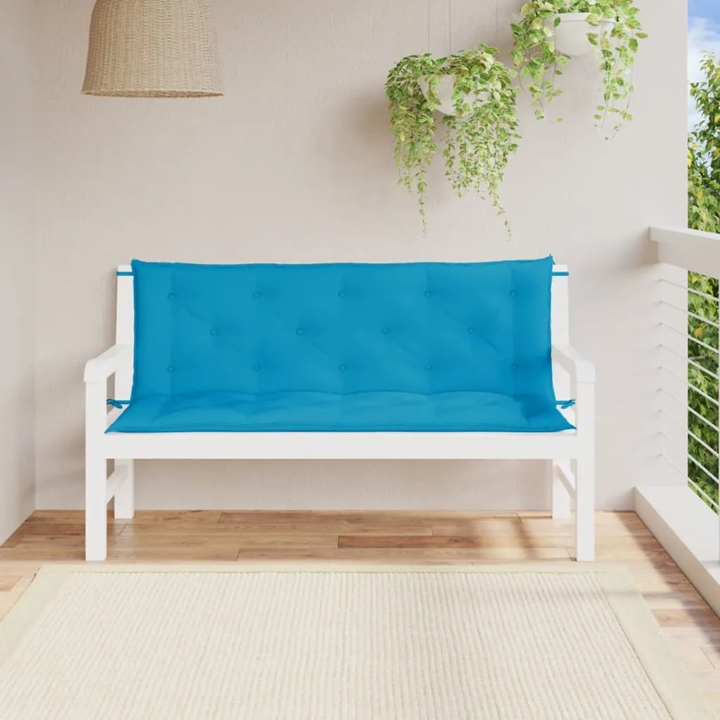 Cuscini Per Panca 2 Pz Azzurri 150x50x7 Cm İn Tessuto Oxford /