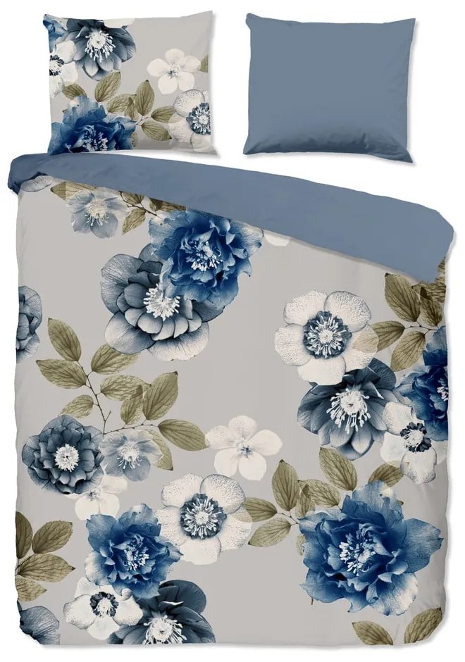 Set lenzuola letto matrimoniale in flanella blu-grigia 200x220 cm Gabin - Good Morning