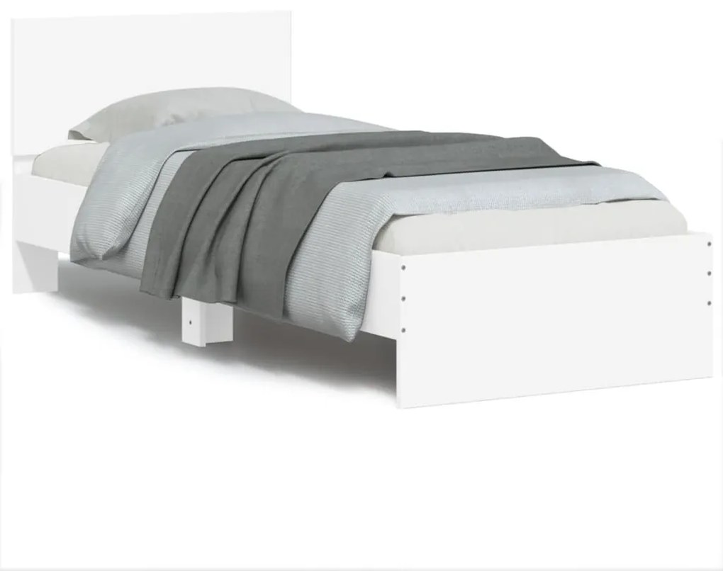 Giroletto Con Testiera Bianco 90x190 Cm İn Legno Multistrato /