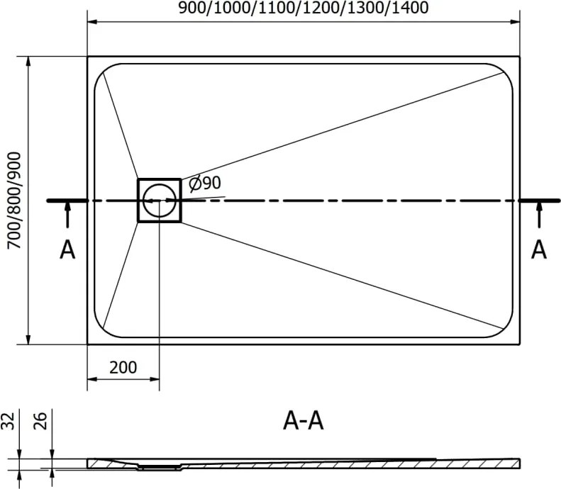 Mexen Bert piatto doccia rettangolare SMC 120 x 90 cm, bianco - 4K109012