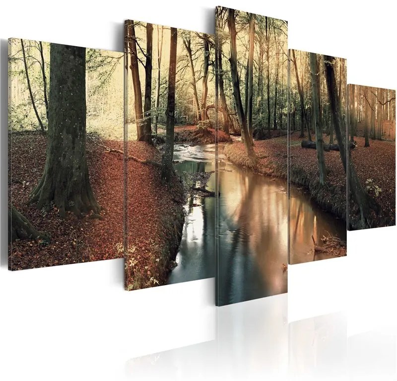 Quadro Autunno marrone  foresta  Colore Nero, Dimensioni e Misure 100x50