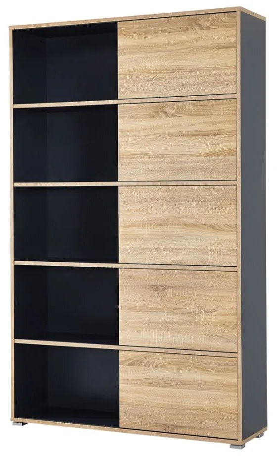 Libreria nera in rovere 120x196 cm Slide - Germania