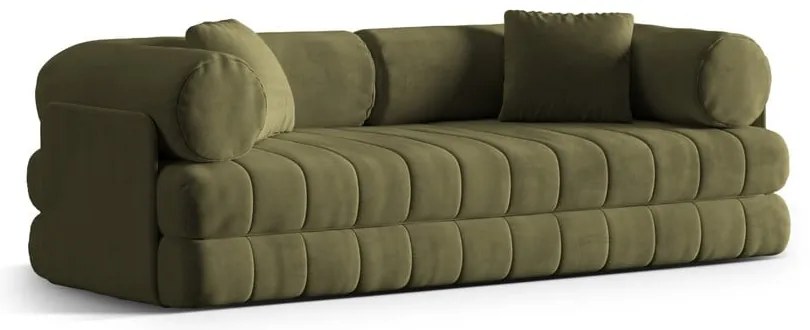 Divano verde allungabile con rivestimento in velluto 206 cm Kemi – Cosmopolitan Design