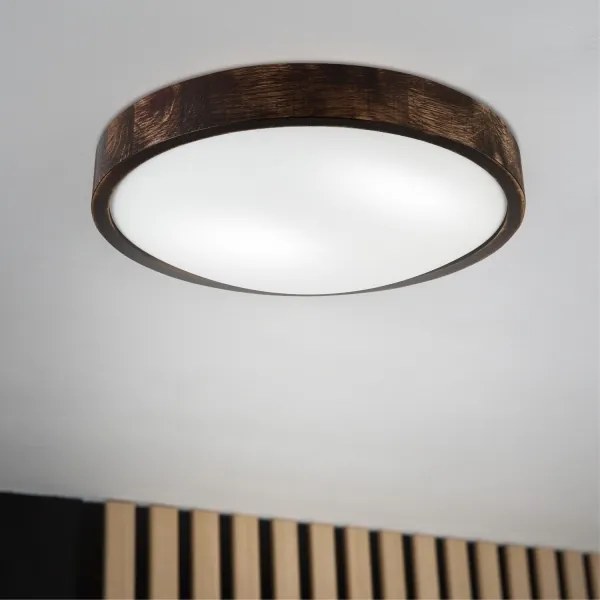 Plafoniera OAK SMOKY SLIM 2xE27/15W/230V Ø 37 cm rovere/marrone scuro