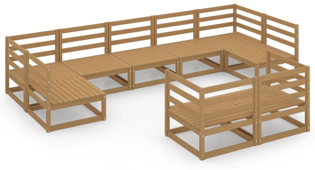 Set divani da giardino 9 pz in legno massello di pino