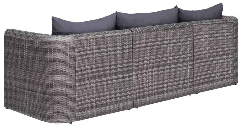 Set Divani da Giardino 3 pz con Cuscini Grigio in Polyrattan