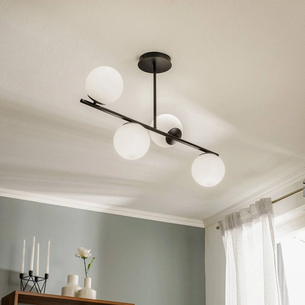 EMIBIG LIGHTING Plafoniera Kabo, 1 braccio, nero, 4 luci