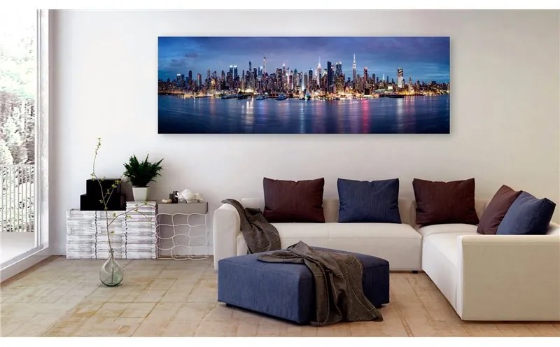 Quadro New York Nights  Colore blu navy, Dimensioni e Misure 135x45