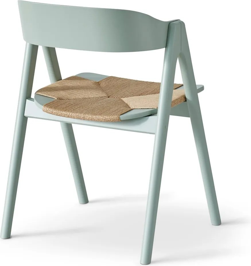 Sedia da pranzo in legno di faggio verde chiaro con seduta in rattan Findahl di Hammel Mette - Hammel Furniture