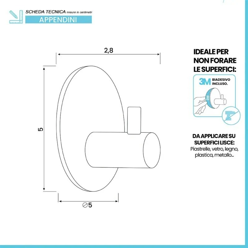 Appendini portasciugamani in acciaio bianco opaco Metal