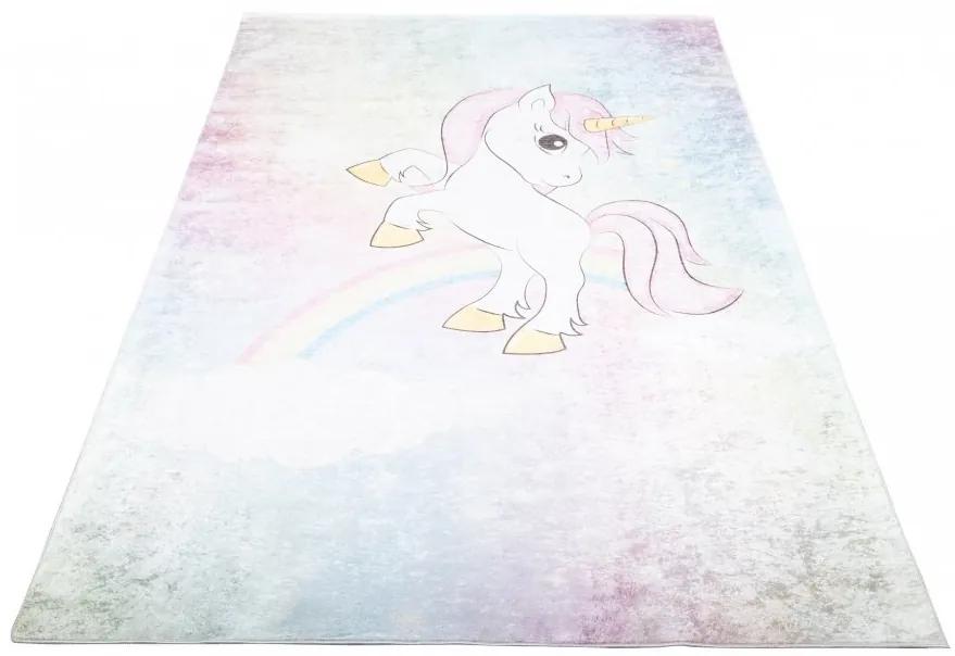 Tappeto per bambini colorato con motivo a unicorno  Larghezza: 140 cm | Lunghezza: 200 cm