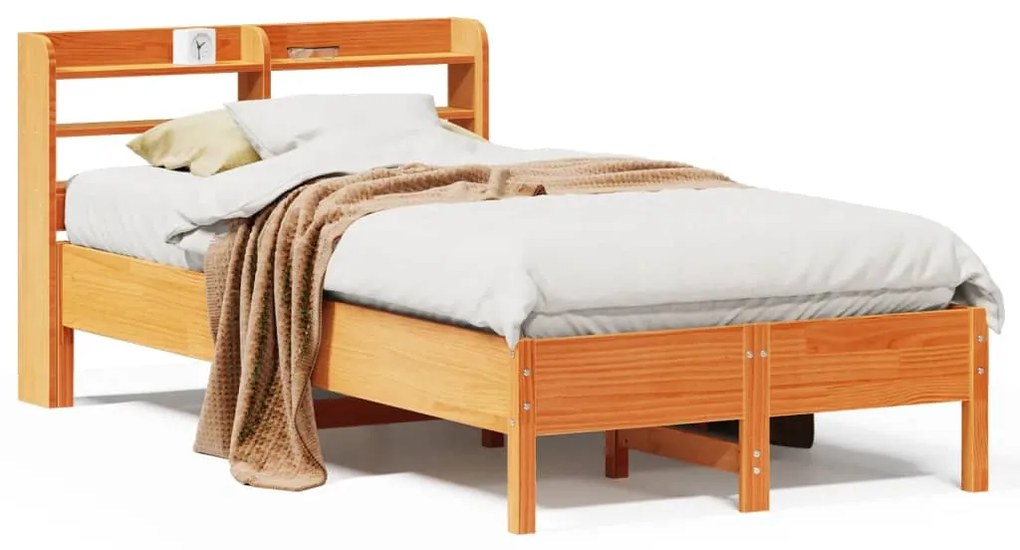 Letto Senza Materasso Marrone Cera 120x190 Cm İn Legno Di Pino /