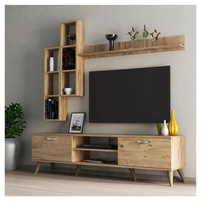 Set TV in legno di pino di colore naturale 180x48 cm Veronica - Kalune Design