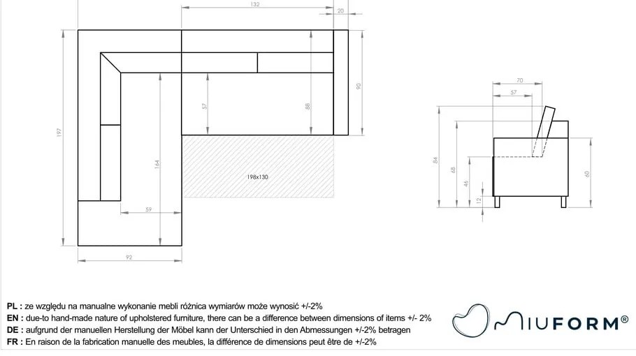 Divano letto angolare in velluto a coste blu scuro (angolo sinistro) Lofty Lilly - Miuform