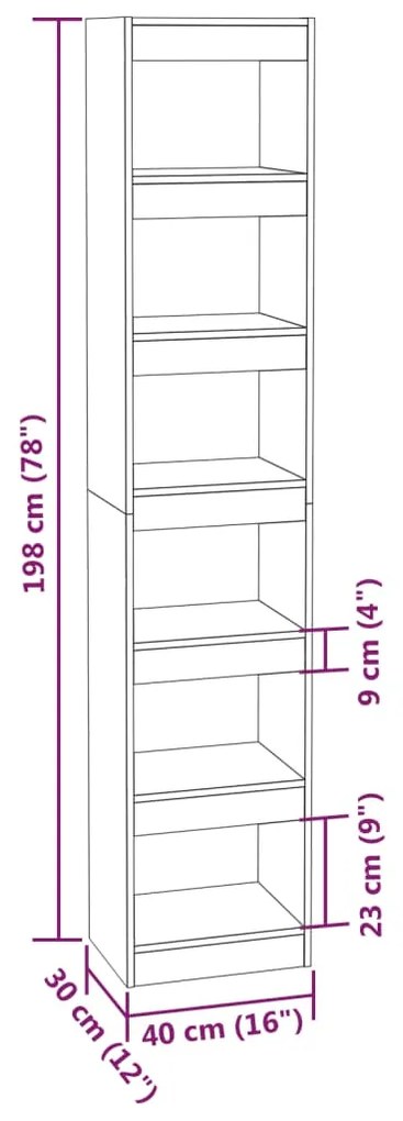 Libreria/Divisorio Grigio Sonoma 40x30x198 cm