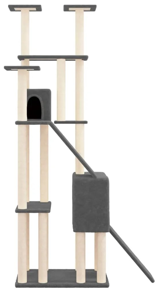 Albero per gatti con tiragraffi in sisal grigio scuro 190 cm