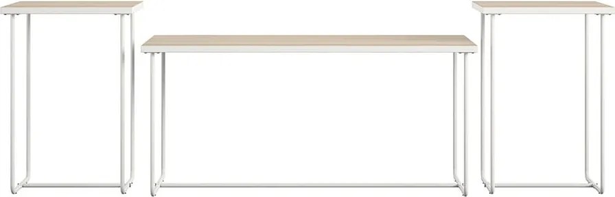 Set di tavoli consolle bianchi/di colore naturale con piano effetto frassino 3 pz 50x100 cm Dante – Støraa