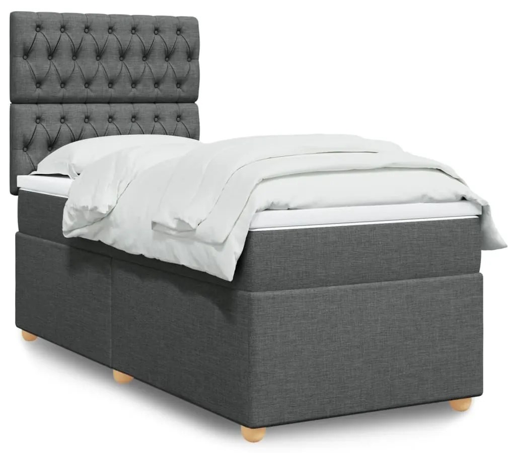 Giroletto A Molle Con Materasso Grigio Scuro 80x200 Cm Tessuto /