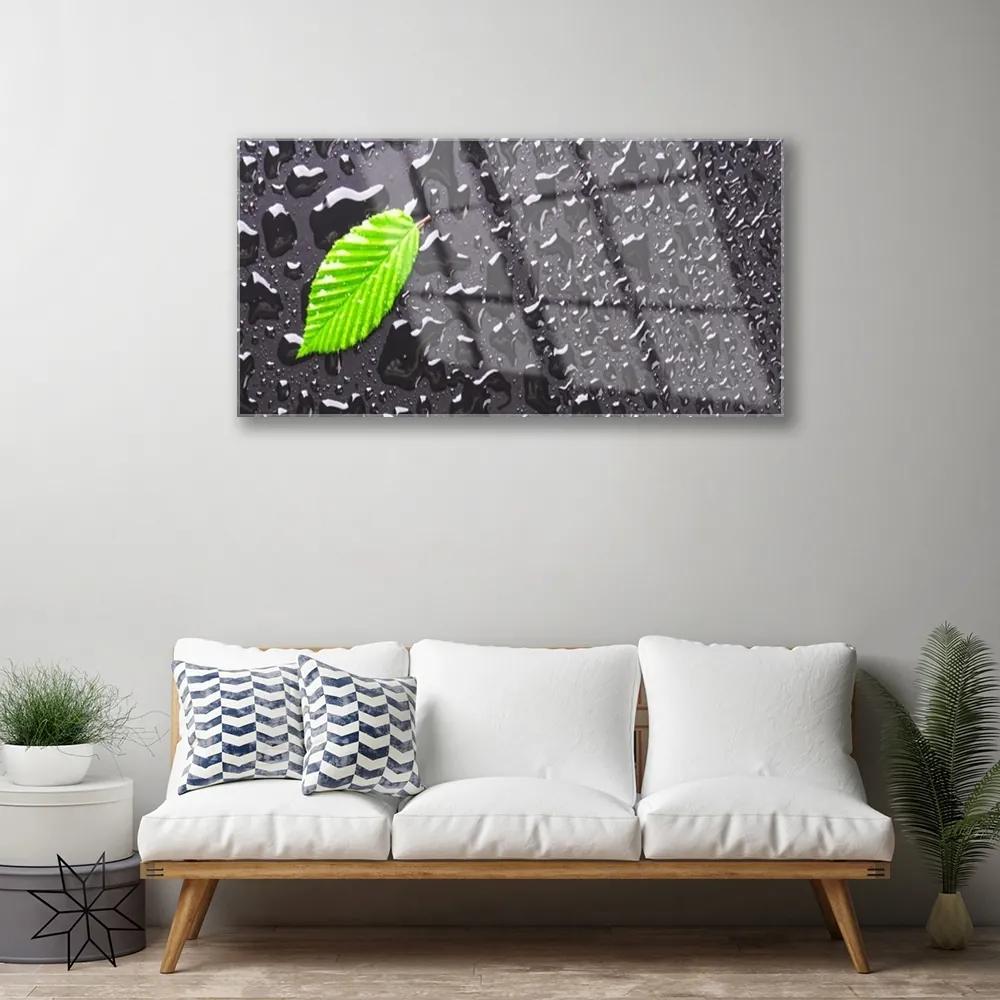 Quadro acrilico Gocce di foglie art 100x50 cm