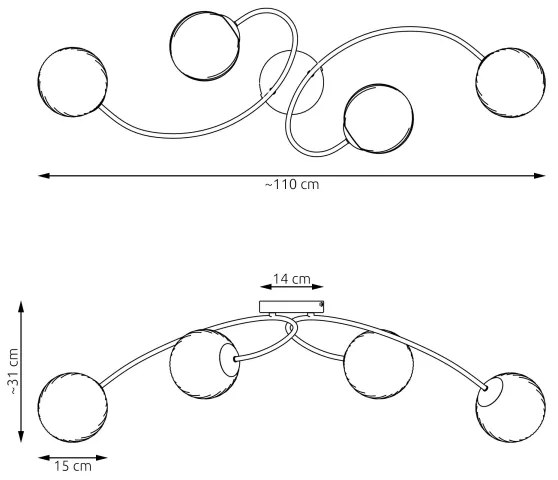 Lampadario a plafone VIBRA 4xE14/10W/230V nero/bianco