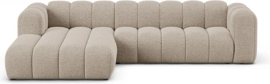 Divano angolare beige (con penisola a sinistra/con chaise lounge) con rivestimento in ciniglia Lupine – Micadoni