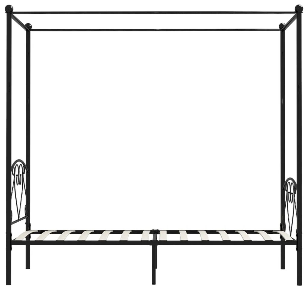 Letto a baldacchino nero in metallo 120x200 cm