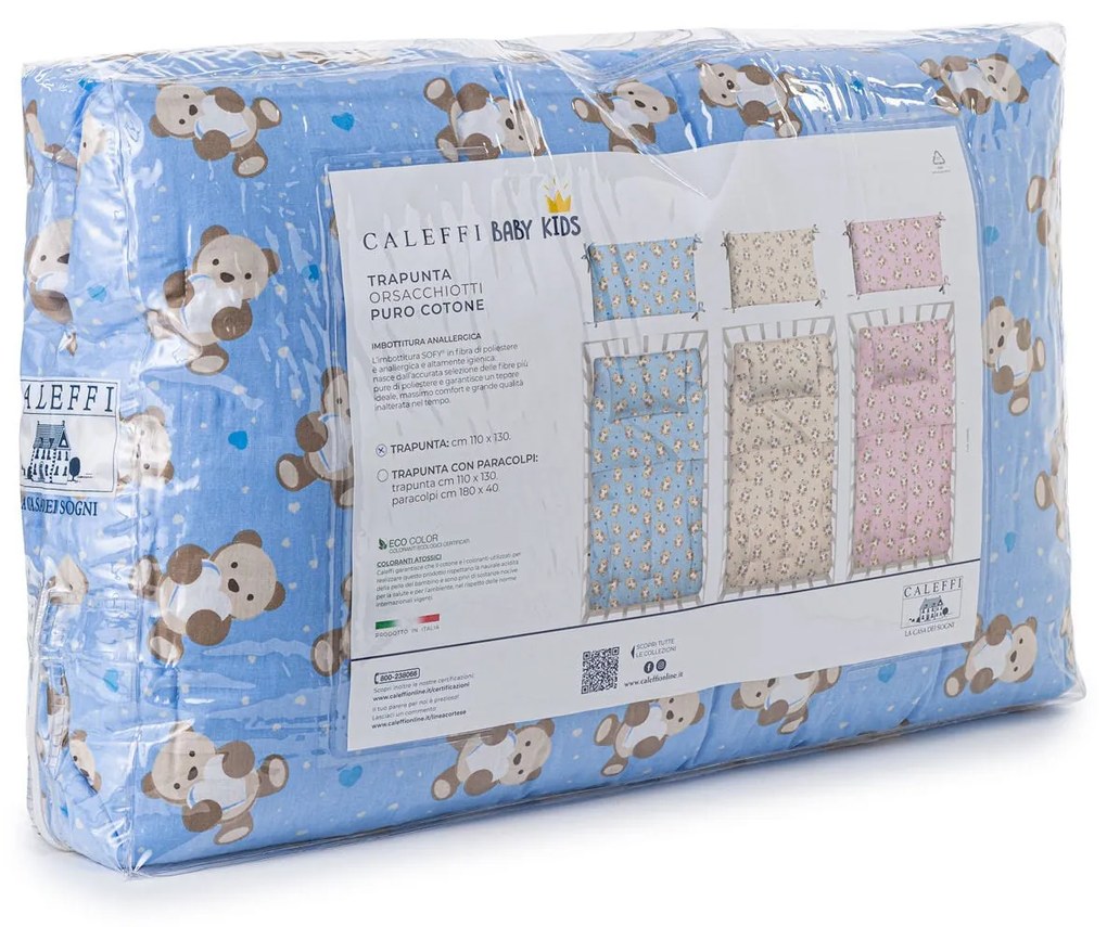 Trapunta Orsacchiotti Baby Azzurro in Cotone Caleffi Kids