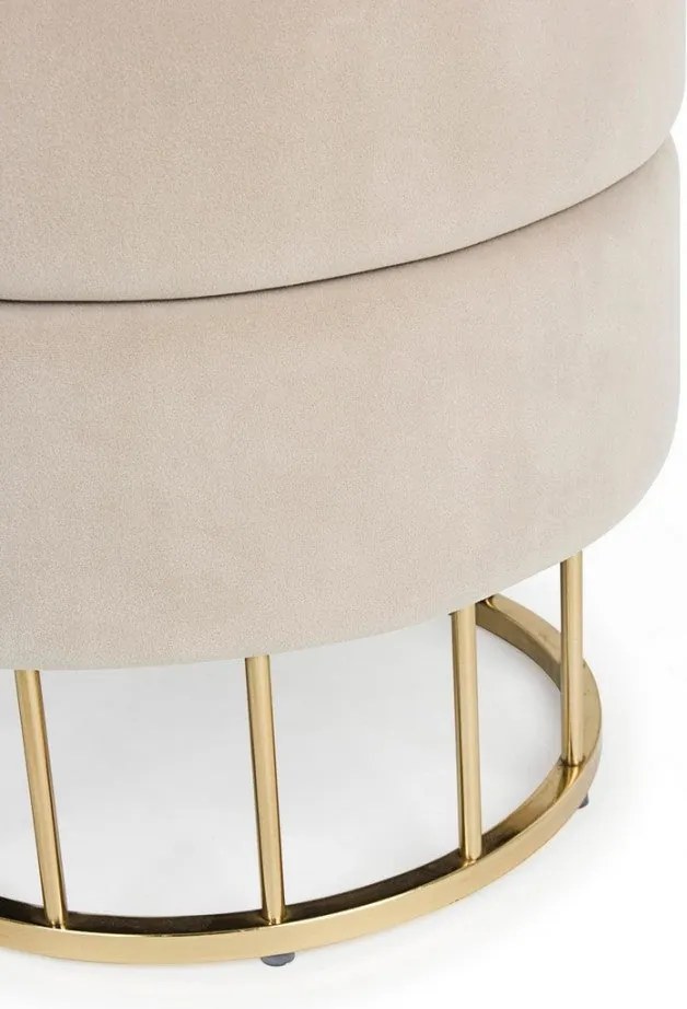 Sgabello Contenitore Pavlina Beige Imbottito in Tessuto effetto Velluto...