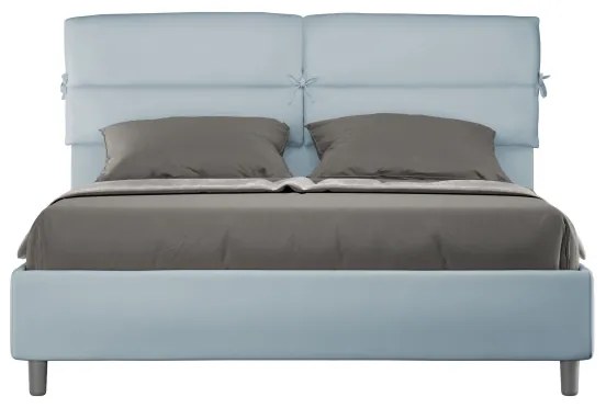 Letto contenitore da 160x200 in microfibra azzurro Nandy
