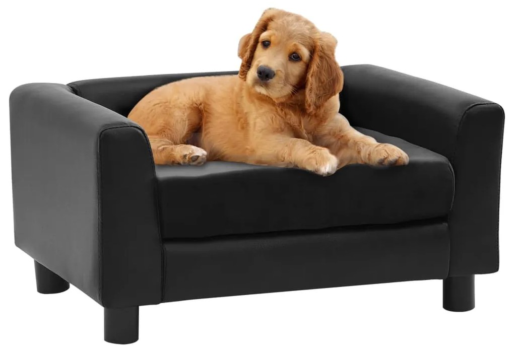 Divano per cani nero 60x43x30 cm in peluche e similpelle