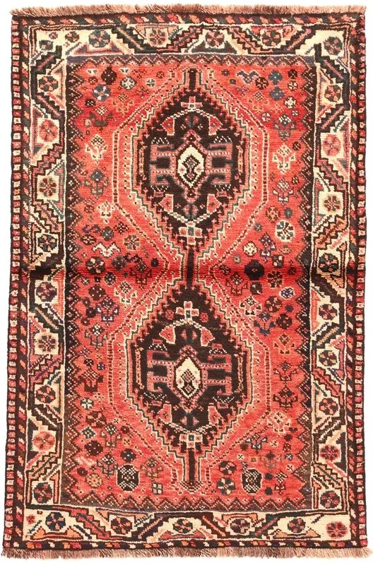 Shiraz Tappeto 150x100 Rosso (Iran) Annodato A Mano