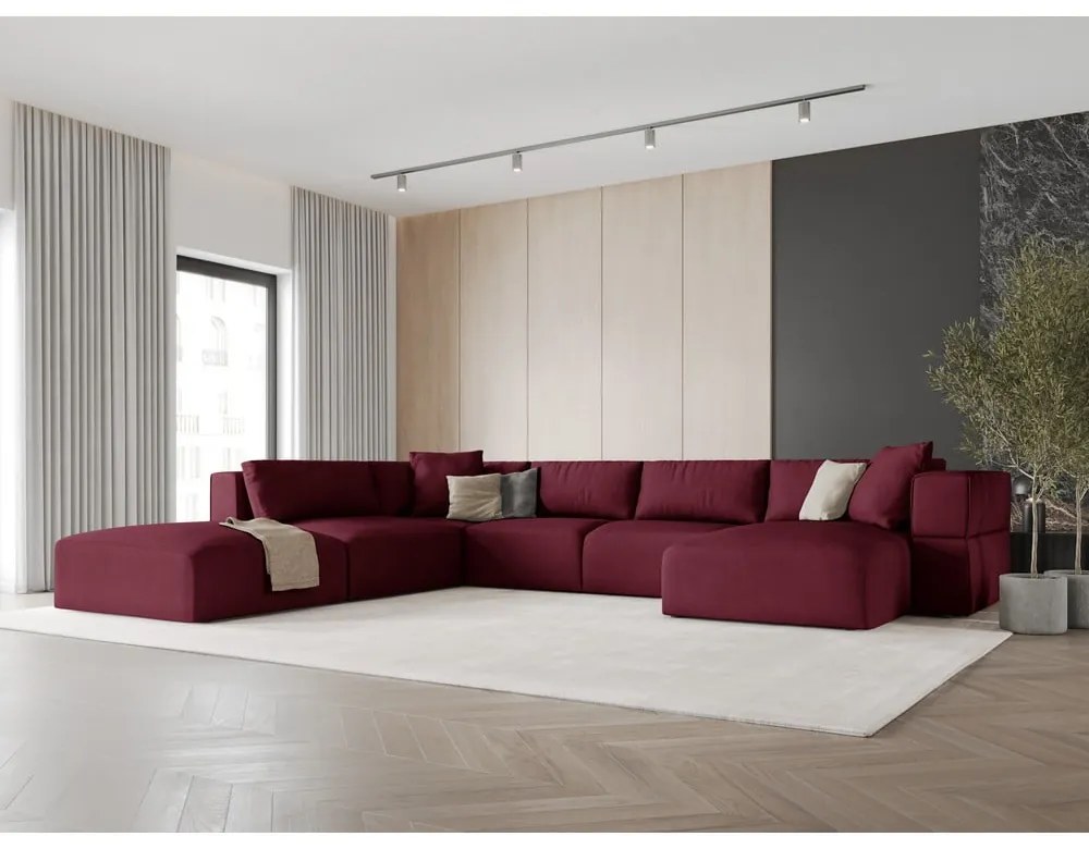 Divano a U angolare bordeaux, angolo sinistro Esther - Milo Casa