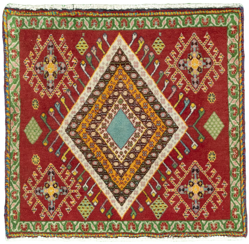 Shiraz Tappeto persiano 60x60 Rosso (Iran) Annodato A Mano