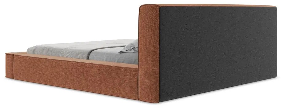 Letto matrimoniale imbottito color terracotta con contenitore e rete inclusi 160x200 cm Noho – Makamii