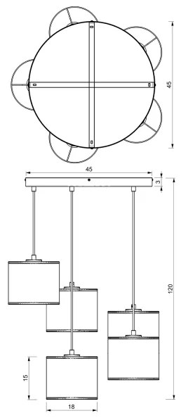 Lampadario a sospensione con filo RATTAN 5xE27/60W/230V rattan