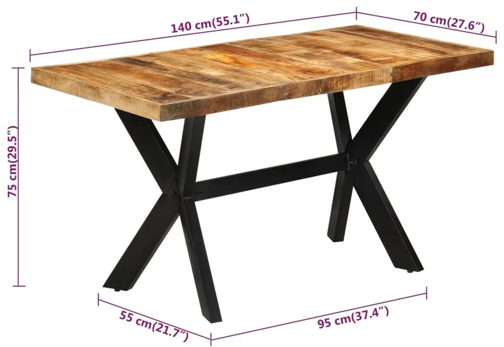 Tavolo da Pranzo 140x70x75 cm in Legno Grezzo Massello di Mango