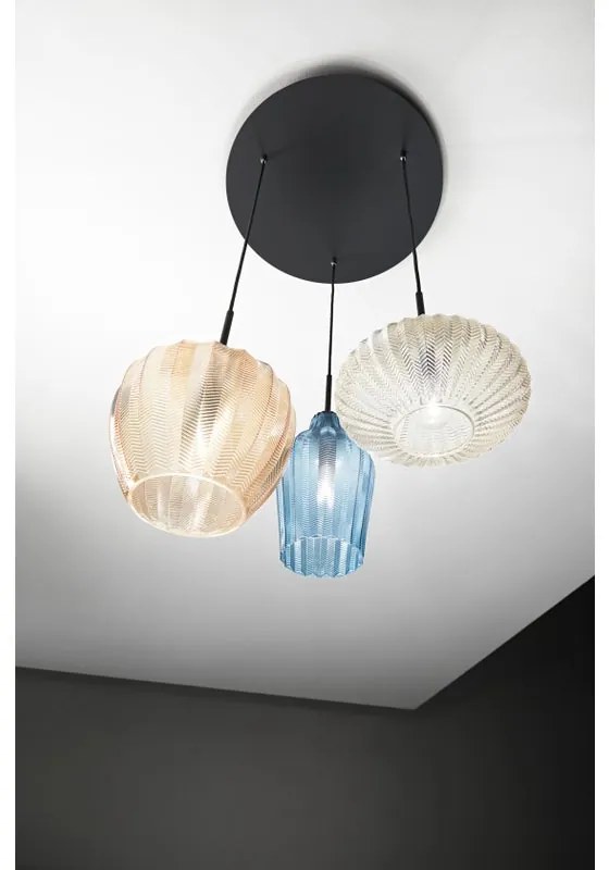 Lampadario Glamour Olbia D.50 nero paralume multicolore 3x E27 LA MIA LUCE